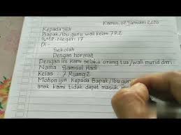 Berikut adalah beberapa contoh surat lamaran kerja tulis tangan yang bisa anda jadikan bahan referensi. Contoh Surat Ijin Tidak Masuk Sekolah Karena Sakit Youtube