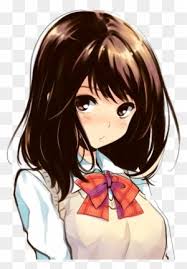 Anime, anime girls, blushing, dark hair, render, kantoku. Anime Short Brown Haired Anime Girl Free Transparent Png Clipart Images Download