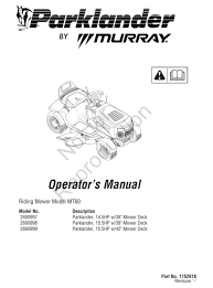 Model numbers on murray push mowers and walk behind mowers are normally on the center of the deck between the brackets that mount the lower handle. Murray Parklander2690997 Operator S Manual Pdf Download Manualslib