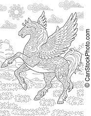 On download page, the download will be start automatically. Pegasus Flying Horse Pegasus Greek Mythological Winged Horse Flying Coloring Page For Adult Colouring Book Canstock