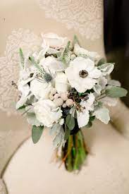Sweet And Soft Winter Bouquet Anemone Dusty Miller Brunia Veronica Privet Berry And Silver Dollar Euca Anemone Bouquet Wedding Florist Eucalyptus Bouquet