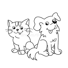 Two dogs riding a pony. Coloring Page Outline Of Cartoon Cat With Dog Pets Coloring Book For Kids Stock Vector Illustration Of Book Striped 73927606