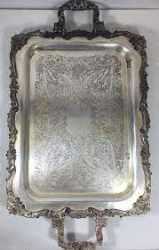 Serving tray round silver plated footed hammered texture finish recessed area. Parity Vintage Silver Plated Serving Trays Up To 61 Off