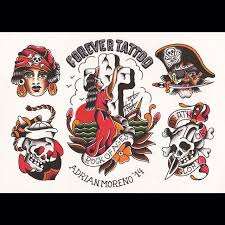 Flash Clasicc Tattoo Pirata Rock Of Age Skull Tatuagem Mariposa Artistas Ideias De Tatuagens