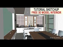 Tutorial Belajar Gambar Sketchup Pemula Desain Interior Ruang Kerja Free 3d Models Youtube Ruang Kerja Interior Desain Interior