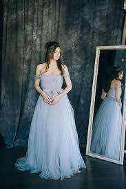 Wedding Dress Quot Ocean Quot Blue Grey Soft Off The Shoulder Tulle Bridal Gown Non Tra Nontraditional Wedding Dress Grey Wedding Dress Aline Wedding Dress