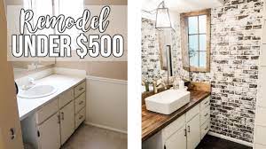11 Bathroom Remodel Under 500 Youtube Some Good Ideas Budget Faux Brick Shmear Diy Bathroom Remodel Bathrooms Remodel Brick Bathroom