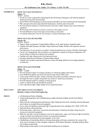 High Voltage Resume Samples Velvet Jobs