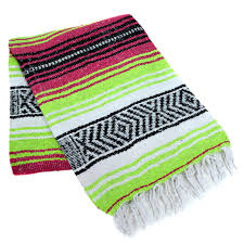 Shop for mexican blankets in bed blankets. Hot Pink Apple Green And White La Montana Mexican Blanket