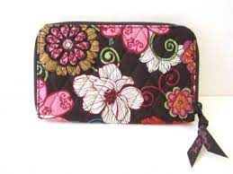 Vera bradley brown with pink floral print tote purse. Vera Bradley Brown Pink Floral Paisley Pattern Cloth Wallet Paisley Pattern Clothing Patterns Vera Bradley Prints