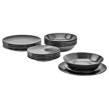 Dinera Vajilla 18 Piezas Gris Oscuro Ikea Ikea Dinera Dessertteller Geschirr