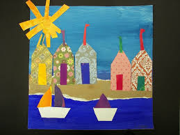 2nd Grade Danny Phillips Beach Huts Elementary Art Projects Art Lessons Kids Art Projects