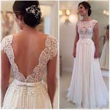 Sale Custom Ivory Or White Vintage Style Cap Sleeve Low V Back Lace Wedding Dress Vestido De Casamento Vestidos De Noiva Rustico Noivado
