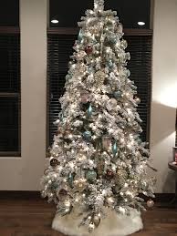 Purchased This Beautiful 9ft Flocked Tree And All The Ornaments From Hobby Lobby Flocked Trees Flocked Christmas Trees Christmas Tree