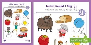 The student writes and draws pictures of eight words that start with the letter y. Initial Sounds I Spy Activity Letter Y Teacher Made
