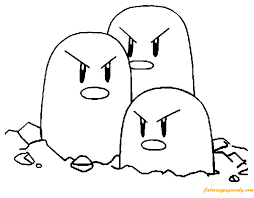 Coloring pages for children : Dugtrio Pokemon Coloring Pages Cartoons Coloring Pages Free Printable Coloring Pages Online