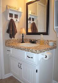 They are an ideal space to get creative with a bathroom tile wall. Tiled Bathroom Vanity Bathroom Countertops Bathroom Vanity Remodel Finished Bathrooms