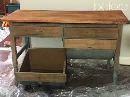 Needs refinishing and new glass. Green Desk From An Antique Baker S Cabinet Refresh Living