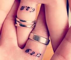 A wedding date tattoo made with usual numbers and placed on the arm. 42 Wedding Ring Tattoos That Will Only Appeal To The Most Amazing Of Couples Tattooblend
