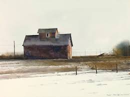 Rural Winter 15 X 20 Dean Mitchell Watercolor Landscape Watercolor Barns