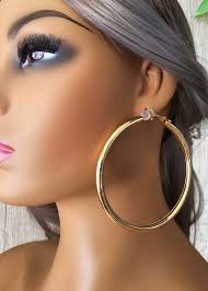 1 Pair Gold CLIP ON Hoop Earrings