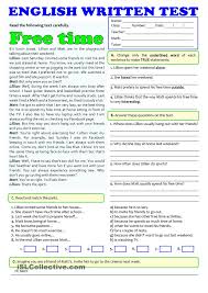 Free Time Activities Test A1 A2 Free Time Activities Reading Comprehension Worksheets English Reading