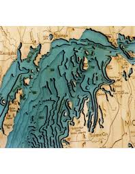 Woodcharts Great Lakes Lg Bathymetric 3 D Wood Carved Nautical Chart