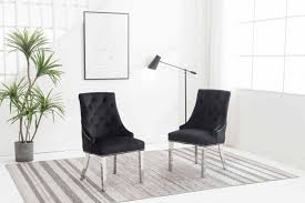 Our 'orleans' velvet dining chairs would make a stunning addition to a kitchen or dining room. Knightsbridge Black Velvet Knocker Back Dining Chair With Chrome Legs Ch 888bl First Furniture First Furniture