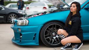 Check out this fantastic collection of 4k car wallpapers, with 50 4k car background images for your desktop, phone or tablet. Girl Next To Blue Modified Car Hd Wallpapers For Your Pc Mac Or Desktop Background