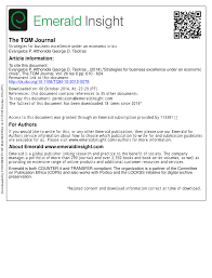 Pdf Strategies For Business Excellence Under An Economic Crisis
