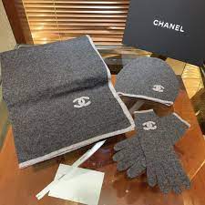 Chanel Scarves Shawl Stoles Beanie Hat Gloves Set Womens 2019 Gray Branded Scarves Beanie Hats Gloves Set