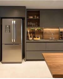 The narrow space beside the fridge can be turn into a spice and canned goods pantry there are many ideas like this for using a. 50 Creative Modern Kitchen Cabinet Design Ideas For Large Space Storage 41 Id Modern Kitchen Cabinet Design Kitchen Room Design Contemporary Kitchen Design