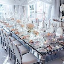 Who S Up For Mirrored Table And Elegant White Adornments For Their Wedding Tablescape We Couldn T Mirrored Table Decor Pool Wedding Decorations Wedding Mirror