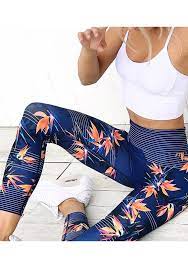 Éblouissez toutes vos copines avec notre tout nouveau legging fleuri. Leggings Imprime Sock Taille Elastique Haute Fitness Sportif Yoga Femme Bleu Leggings Bas