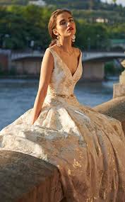10 Pretty Princess Wedding Dresses That Rule Mywedding Gold Wedding Dress Non White Wedding Dresses Gold Wedding Gowns