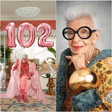 🚨 La célèbre décoratrice d'intérieur, Iris Apfel, devenue icône de mode, a  célébré son 102ème anniversaire, toujours avec style, comme le démontre  cette photo qu'elle a dévoilée pour l'occasion. (via Gala) Joyeux