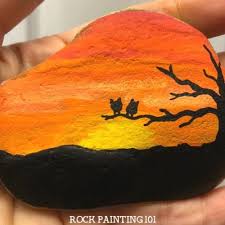 Professional oil paints, canvas stretched around wood. Sunset Rock Blending Paints To Create A Sunset On A Rock