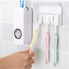 1 Set Tooth Brush Holder Automatic Toothpaste Dispenser 5 Toothbrush Holder Toothbrush Wall Mount Stand B Brushing Teeth Toothpaste Dispenser Bathroom Tool