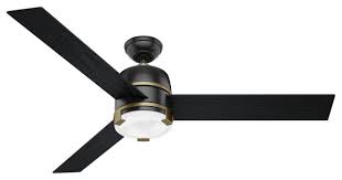 Buy hunter ceiling fans and get the best deals at the lowest prices on ebay! Hunter Fan Company 60 Bureau Matte Black Brass Ceiling Fan With Light Remote Transitional Ceiling Fans By Buildcom Houzz