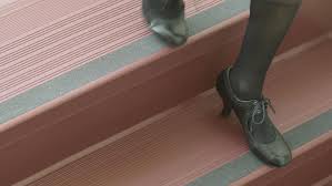 Hardwood stair nosing is available in a bending version for curved balcony railing. Stairwell Management Tarkett