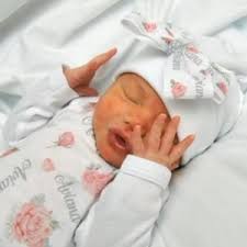 Personalized Floral Baby Blanket Baby Girl Coming Home Outfit Pink Gray  Baby Gown Hospital Outfit Watercolor Floral Baby Outfit Baby Shower