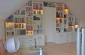 Nous vous invitons à réaliser votre meuble sur mesure depuis chez vous. Bibliotheque Sous Pente Ebeniste Art Eure