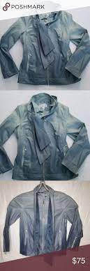 Bradley Bayoy Ombrea Leather Jacket Nwt Med Bradley Bayou From Qvc Powder Blue Ombre Beautiful Size Medium New Leather Jacket Colored Blazer Matching Scarves
