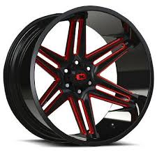 Black And Red Truck Rims 20 Inch Pin On Wheels Wheels Tires And Parts Car And Truck Parts