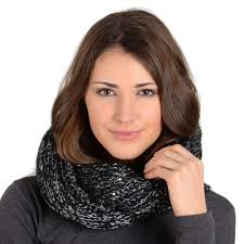 Womens Winter Snood Soft Knit Sparkly Sequins Wrap Scarf