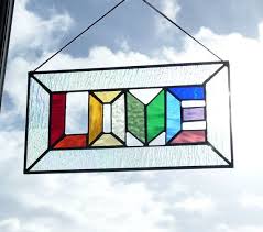 Items Similar To Love Rainbow Stained Glass Window Panel Fused Glass Art Colourful Handmade Lightcatcher Valentine Gift For Her Wedding Anniversary Gift On Glass Art Stained Glass Stained Glass Birds