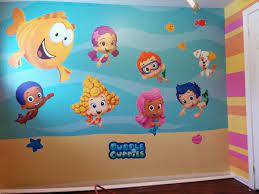 Bubble Guppies Mural Painted Background And Wall Decals Wall Decals Mural Kids Bedroom