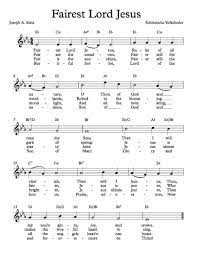 Free Lead Sheet Fairest Lord Jesus Hymn Sheet Music Christian Song Lyrics Lead Sheet