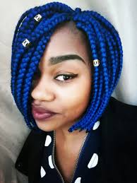 Medium Black And Blue Box Braids Blue Bob Braid Cabelo Trancas Designs De Unhas