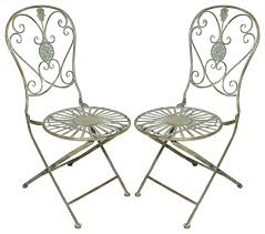 2 s c p o 9 l e n s o r e d 8 y 7 b x n. Folding Metal Bistro Chair With Scrolling Heart And Peacock Tail Motif Set Of 2 Traditional Outdoor Folding Chairs By Pier Surplus Houzz
